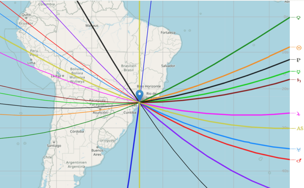 Astrologia de Localização Mapa Exemplo